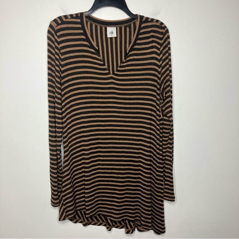 Cabi striped asymmetrical tunic top long sleeve size medium